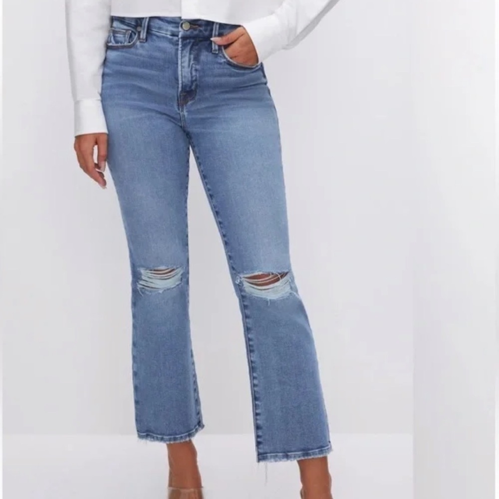 Good American Good Legs Cropped Mini Boot in Indigo 521 Size 2/26
